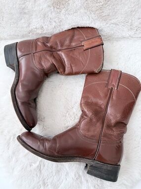 Sz 6 Women Justin Brown Leather Cowboy Boots Style 1802